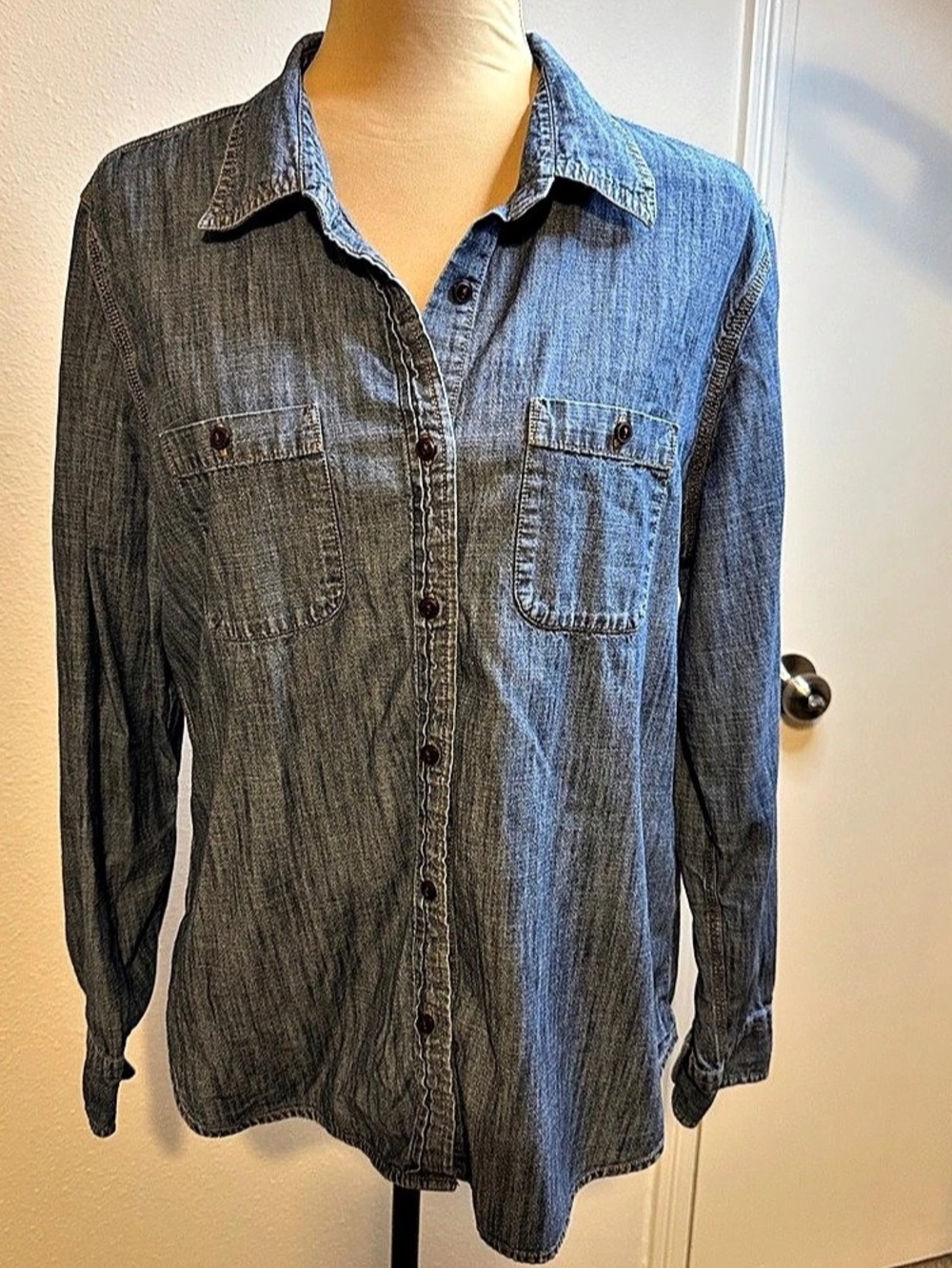 Dockers Denim Button Down Shirt Blue XL
